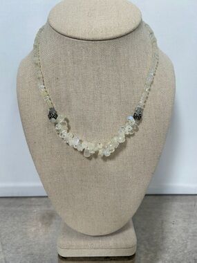 925 Sterling & Rainbow Moonstone Necklace - White